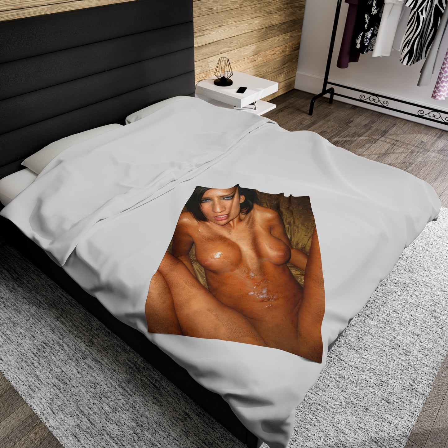 Velveteen Plush Blanket Cumshot Target Stomach