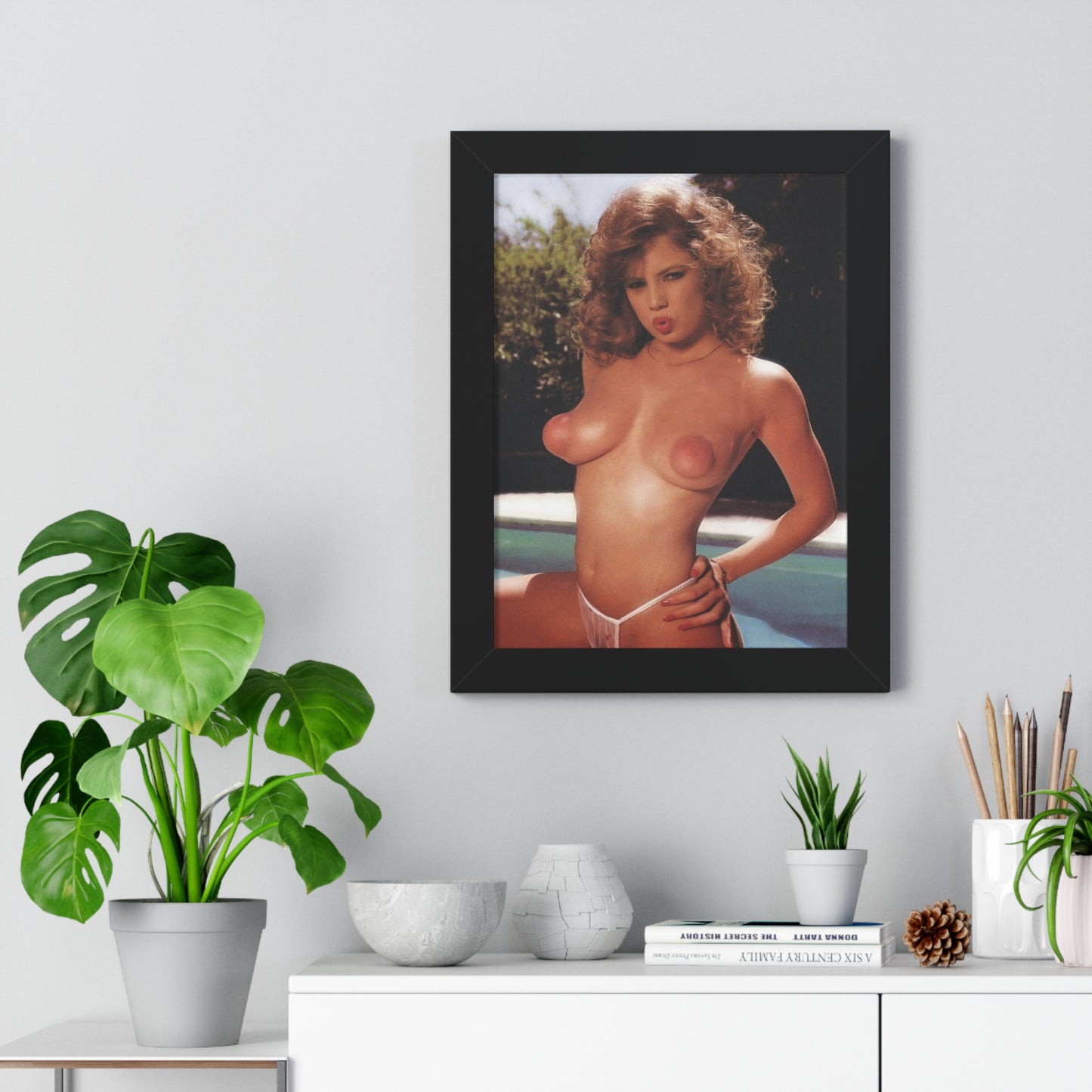 Framed Vertical Poster Retro Porn Star 80s