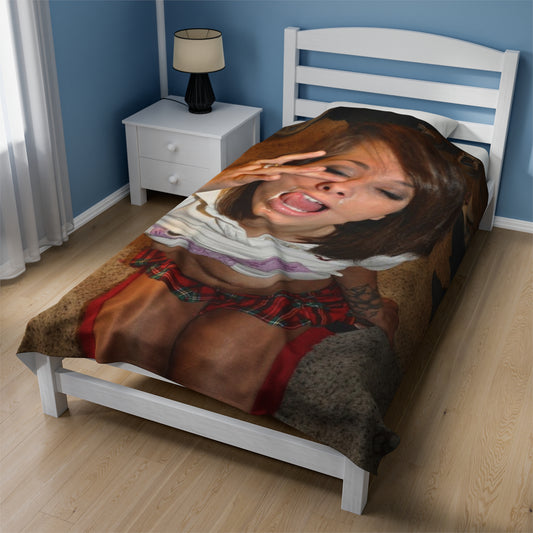 Velveteen Plush Blanket Cumshot Target Facial
