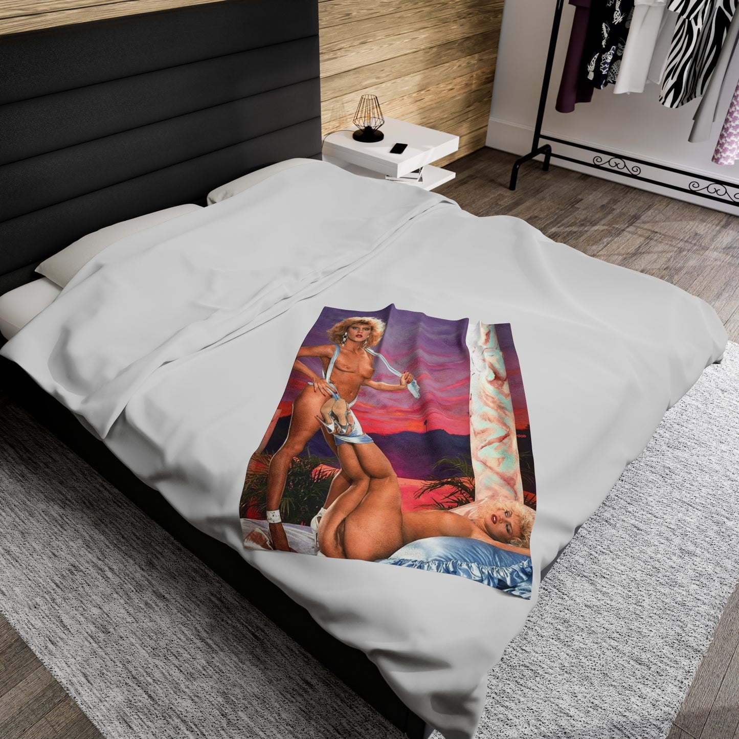 Velveteen Plush Blanket Retro 1980s Porn Stars Amber Lynn & Ginger Lynn