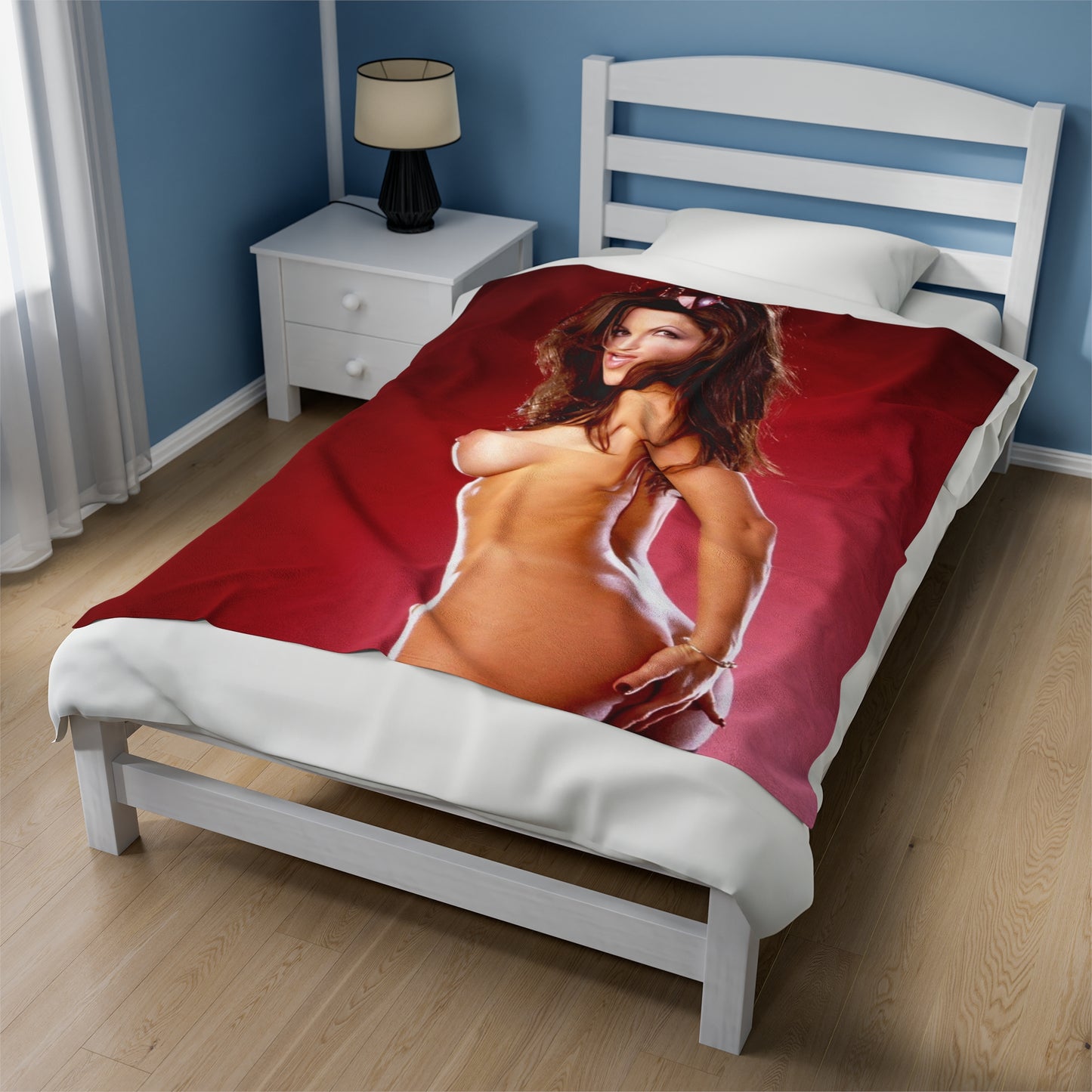 Velveteen Plush Blanket Retro Adult Star Janine Lindenmulder Nude