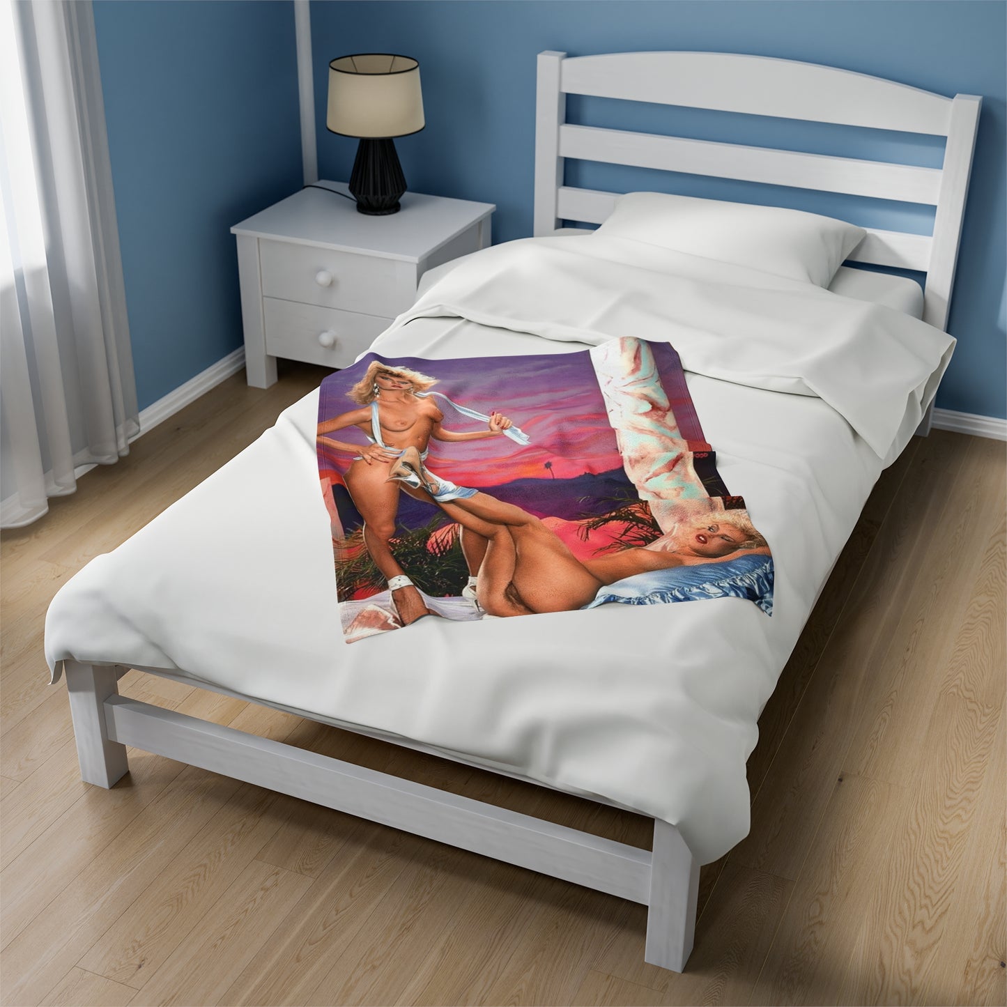 Velveteen Plush Blanket Retro 1980s Porn Stars Amber Lynn & Ginger Lynn