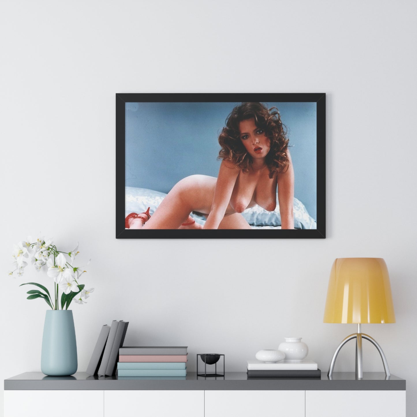 Framed Horizontal Poster Retro Porn Star 80s