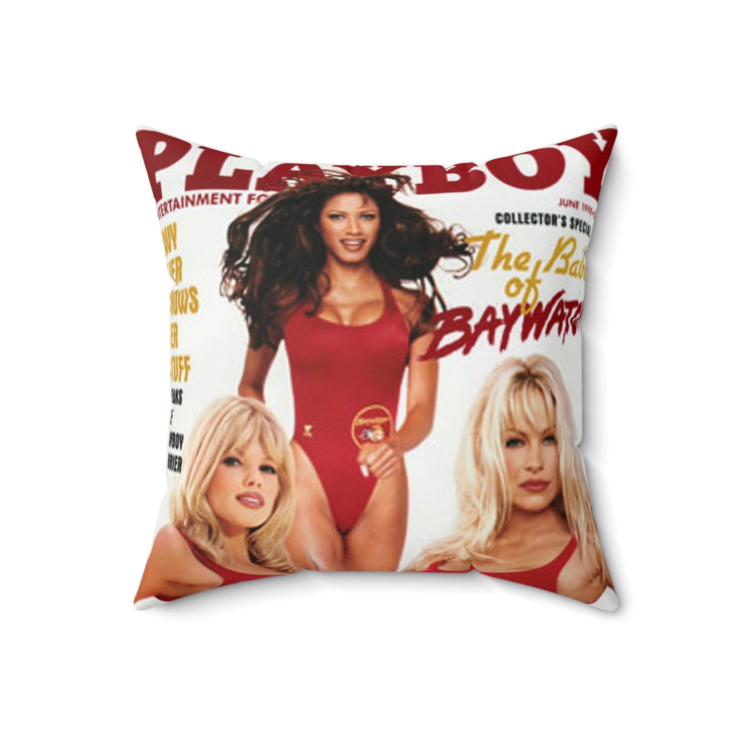 Spun Polyester Square Pillow Playboy Cover Baywatch June 1998