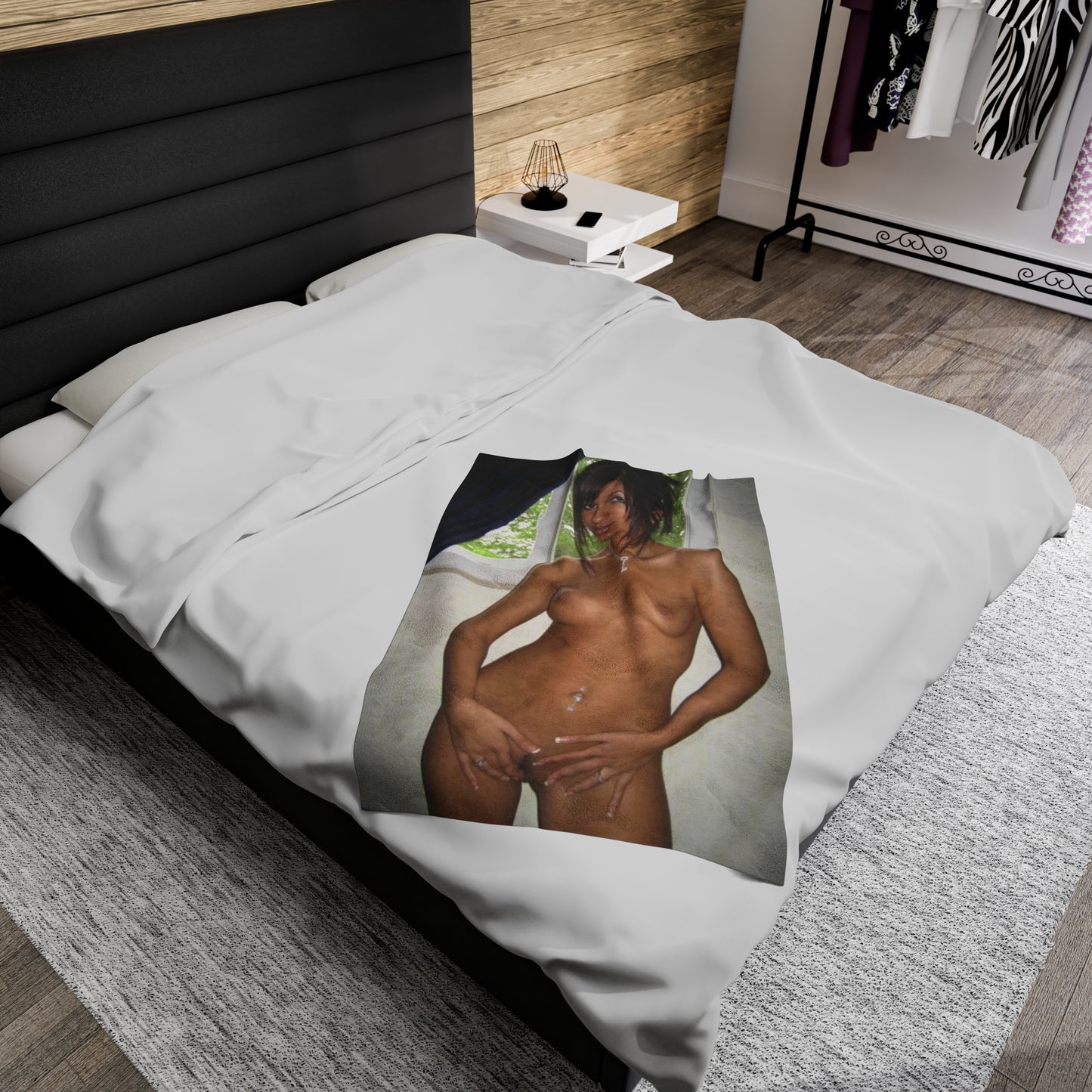 Velveteen Plush Blanket Raven Riley Nude