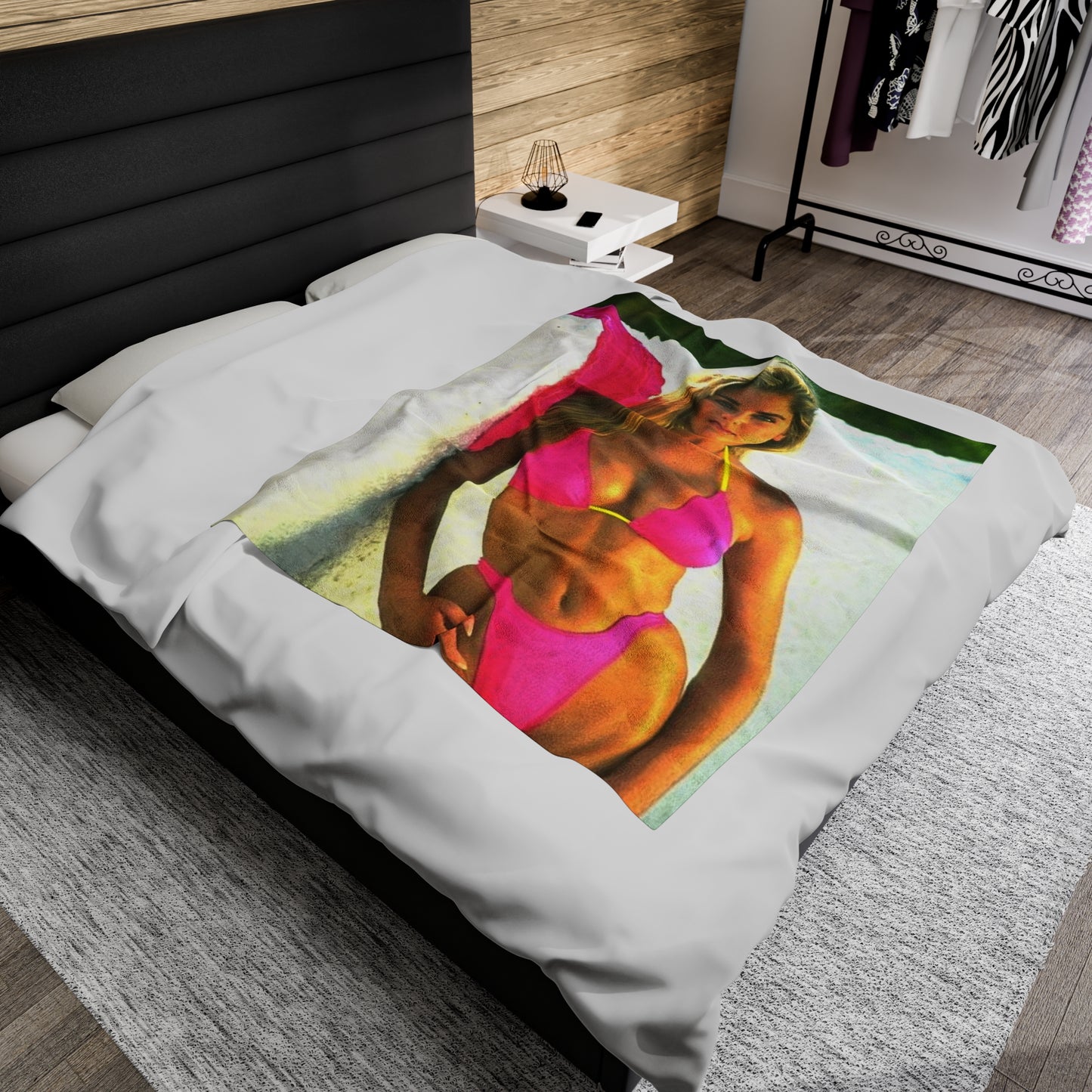 Velveteen Plush Blanket Retro Bikini Babe April Storms