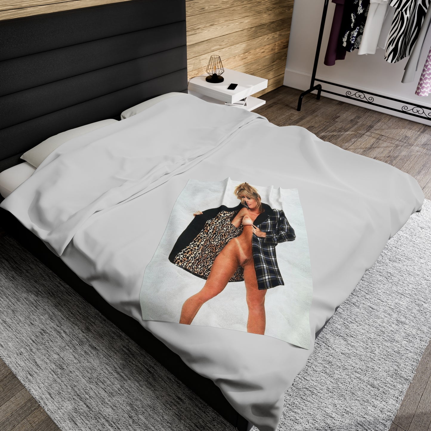 Velveteen Plush Blanket Retro Adult Star Janine Lindenmulder Nude