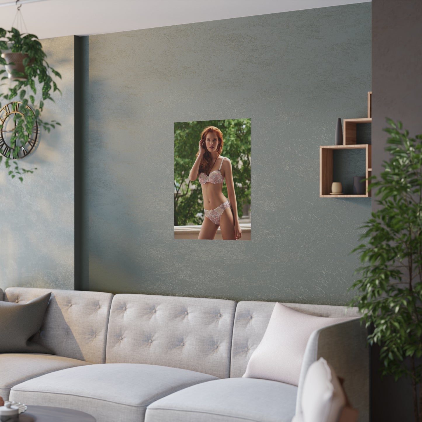 Satin Posters (210gsm) Red Head Lingerie Model