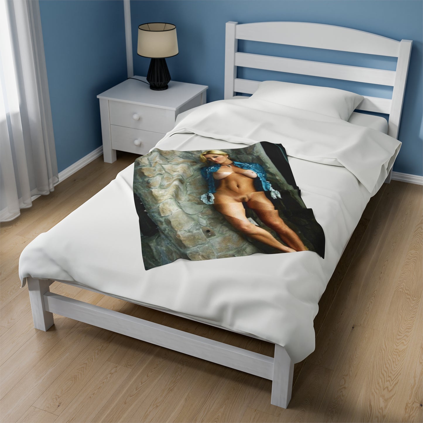 Velveteen Plush Blanket Retro Adult Star Janine Lindenmulder Nude