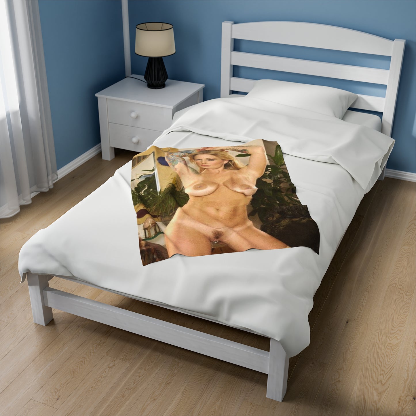 Velveteen Plush Blanket Retro Adult Star Janine Lindenmulder Nude