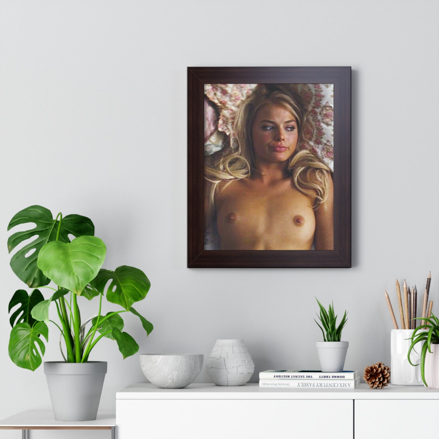 Framed Vertical Poster Margot Robbie Nude Wolf of Wallstreet