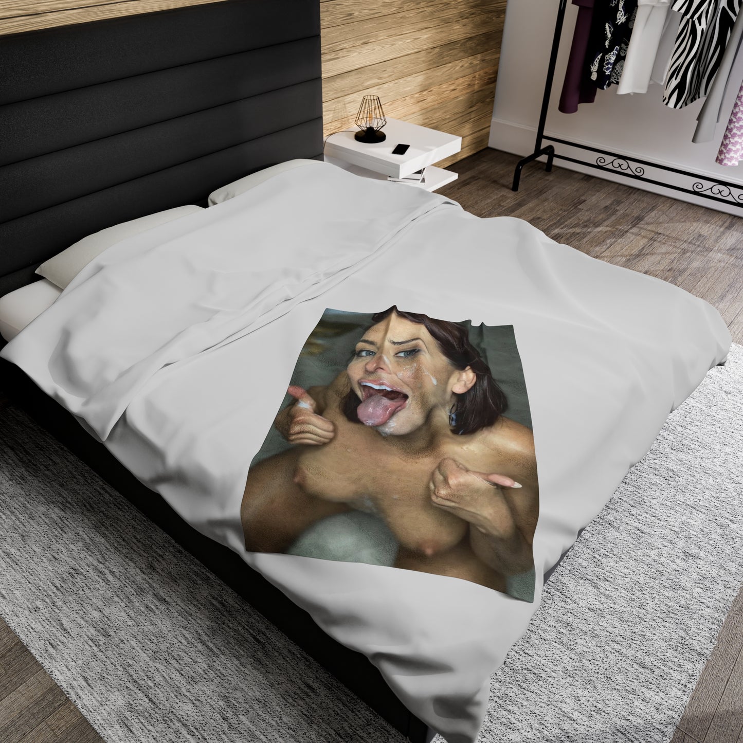 Velveteen Plush Blanket Cumshot Target Facial Approval