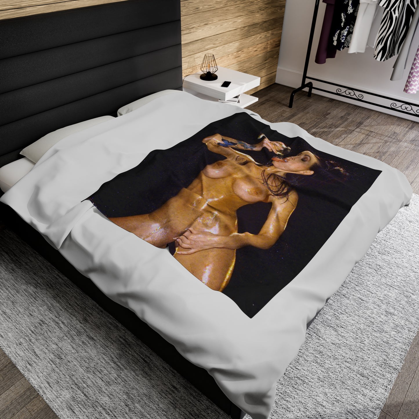 Velveteen Plush Blanket Retro Adult Star Janine Lindenmulder Nude