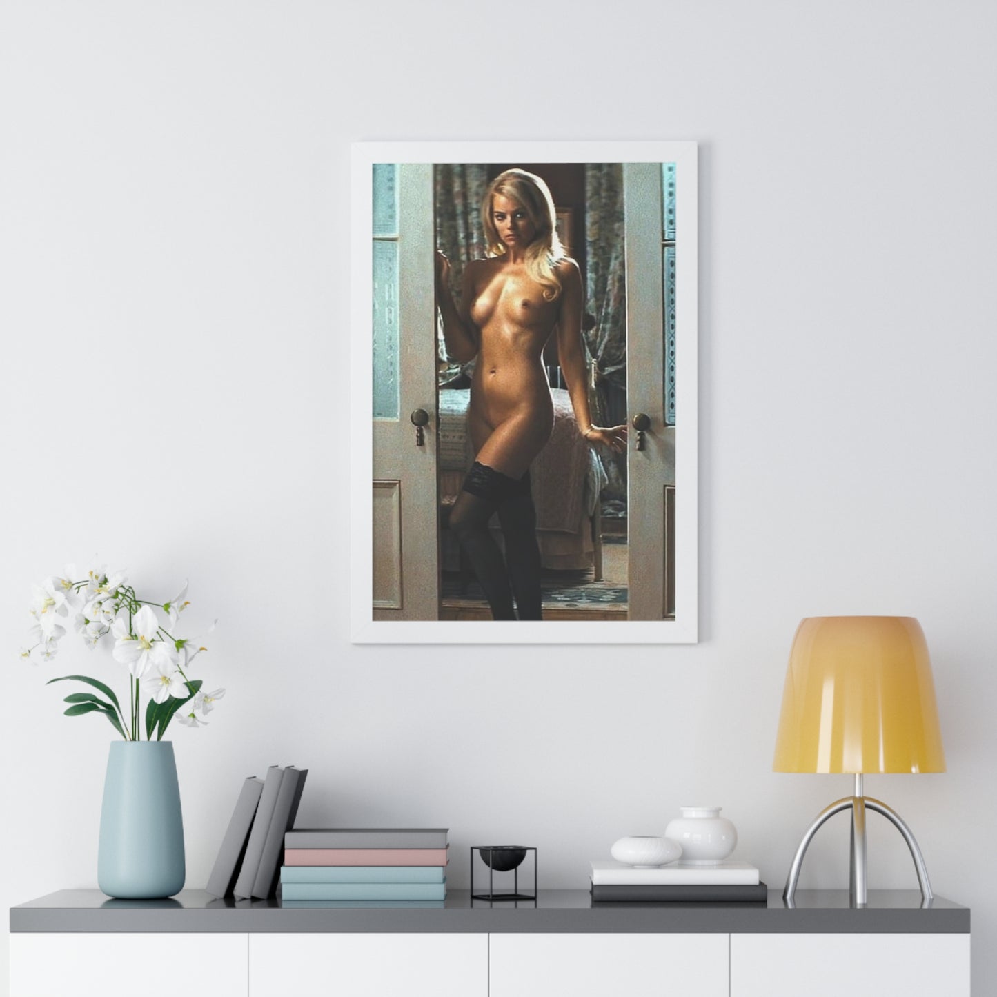 Framed Vertical Poster Margot Robbie Nude Wolf of Wallstreet