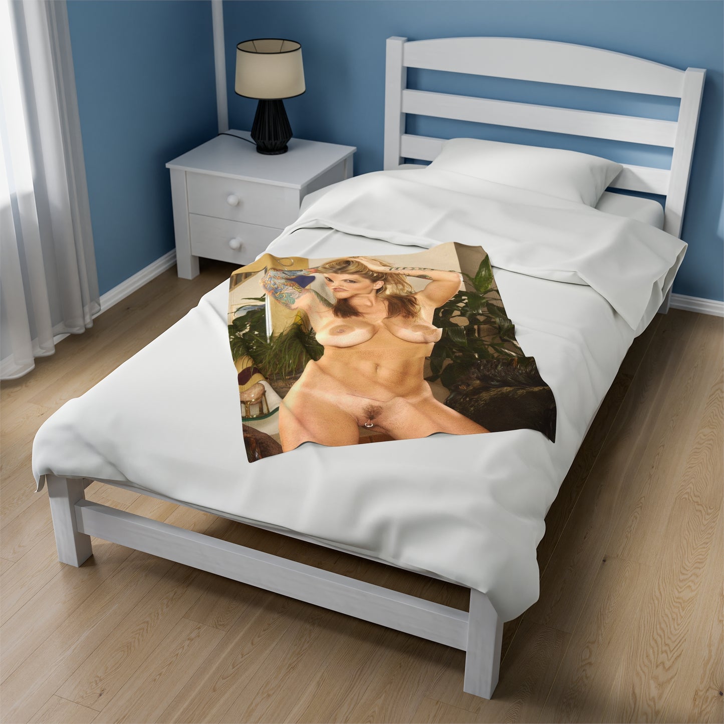 Velveteen Plush Blanket Retro Adult Star Janine Lindenmulder Nude