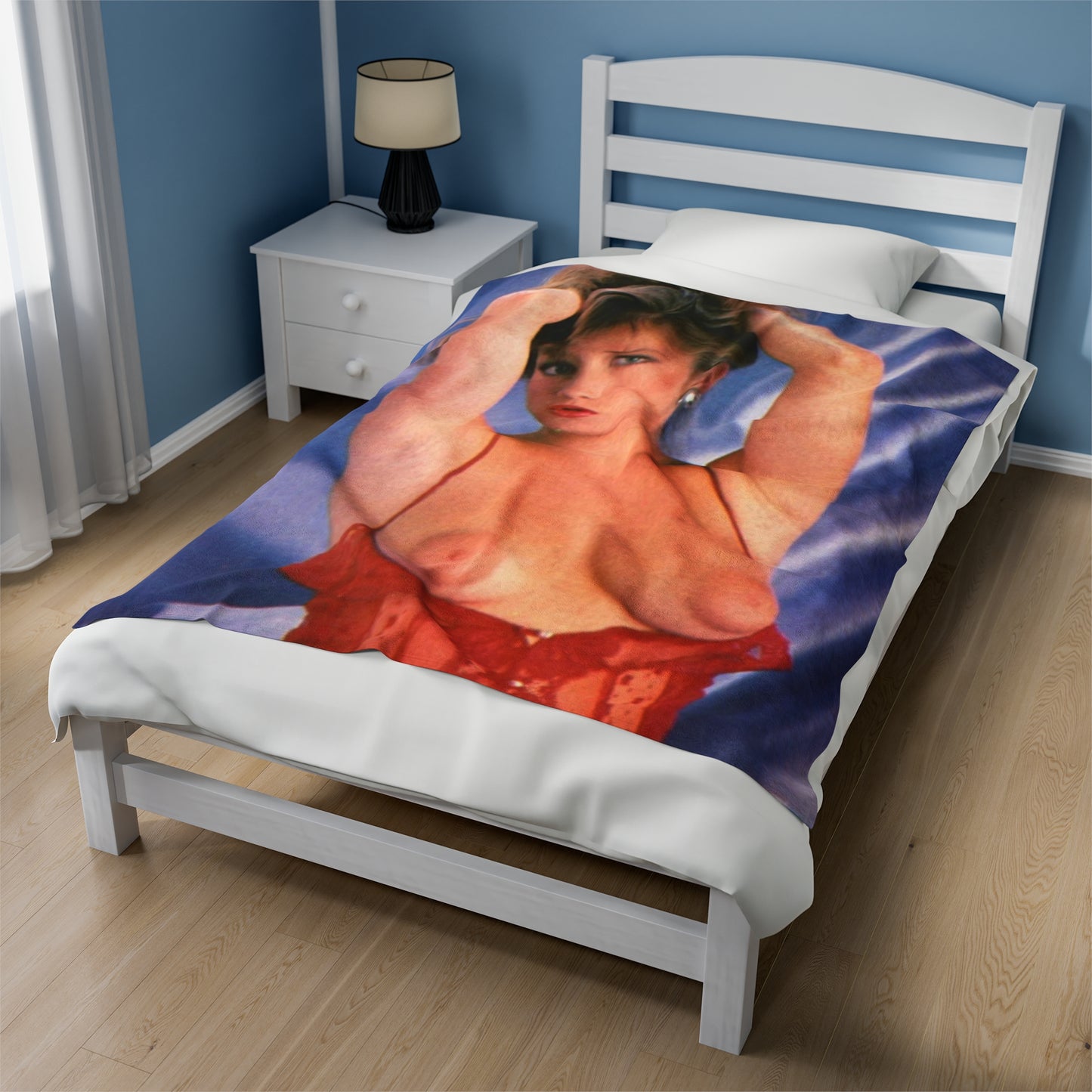 Velveteen Plush Blanket Retro 80s Adult Star Nude