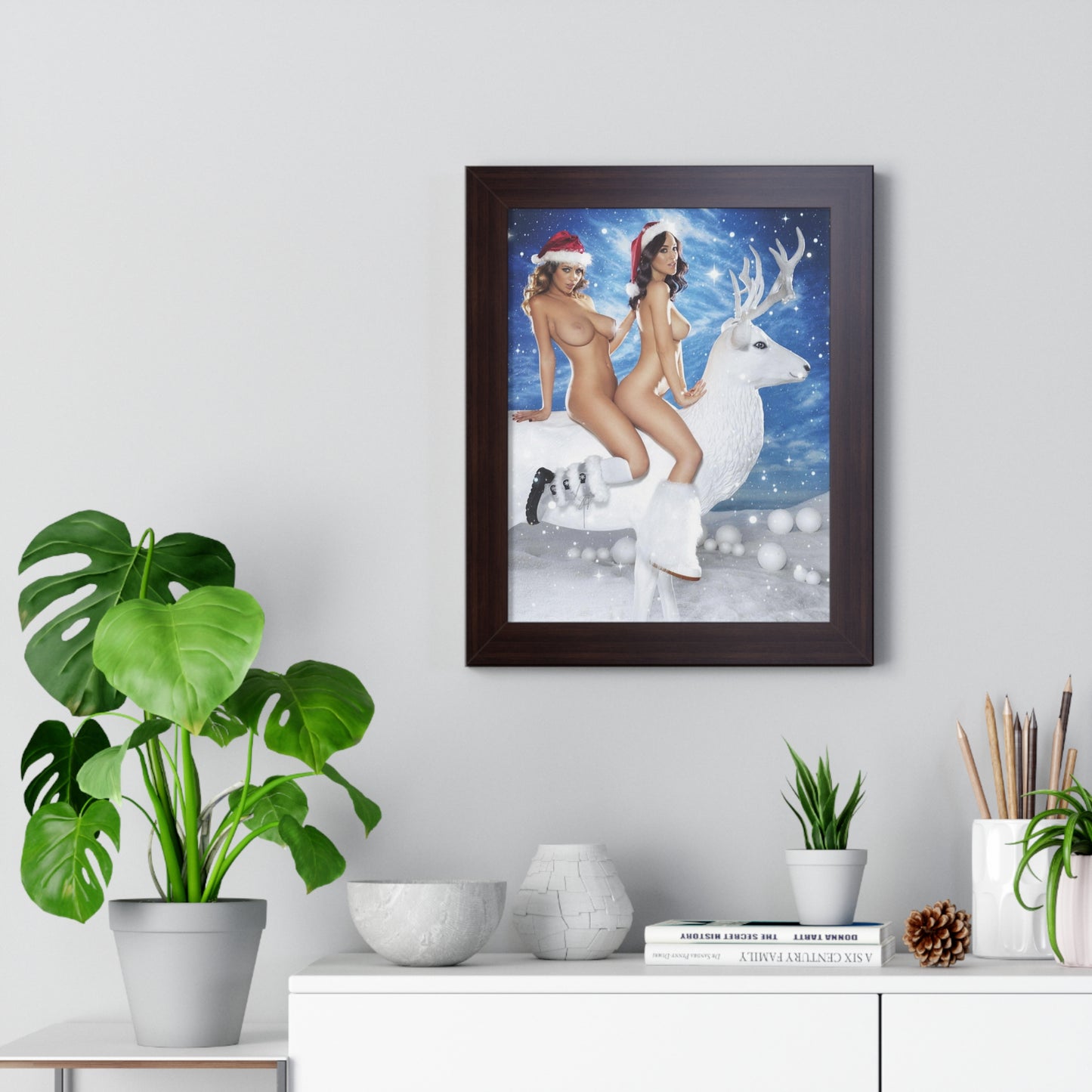 Framed Vertical Poster Sexy Nude Christmas Girls
