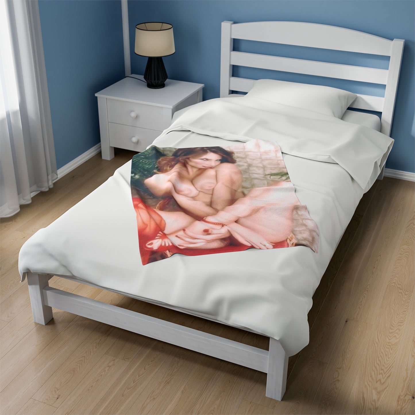 Velveteen Plush Blanket Retro 80s Adult Star Nude
