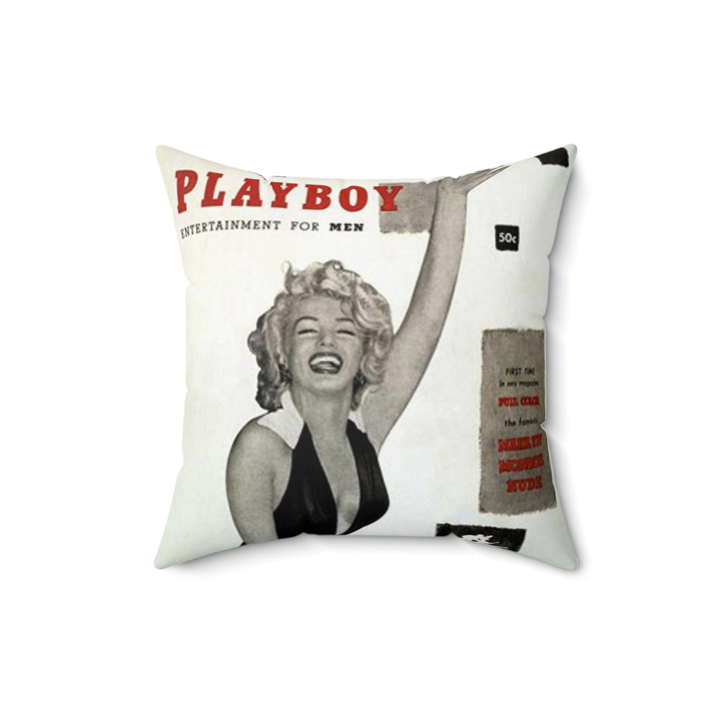 Spun Polyester Square Pillow Playboy Cover January 1953 Marilyn Monroe