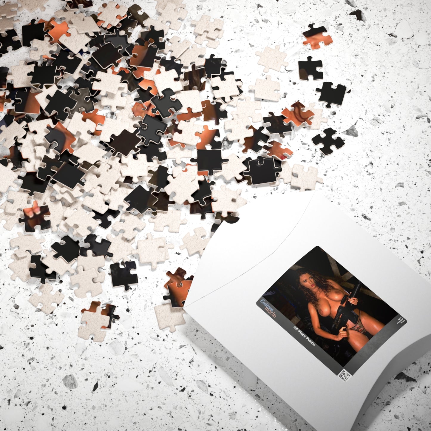Puzzle (110, 252, 520, 1014-piece) Busty Nude Girl with Gun