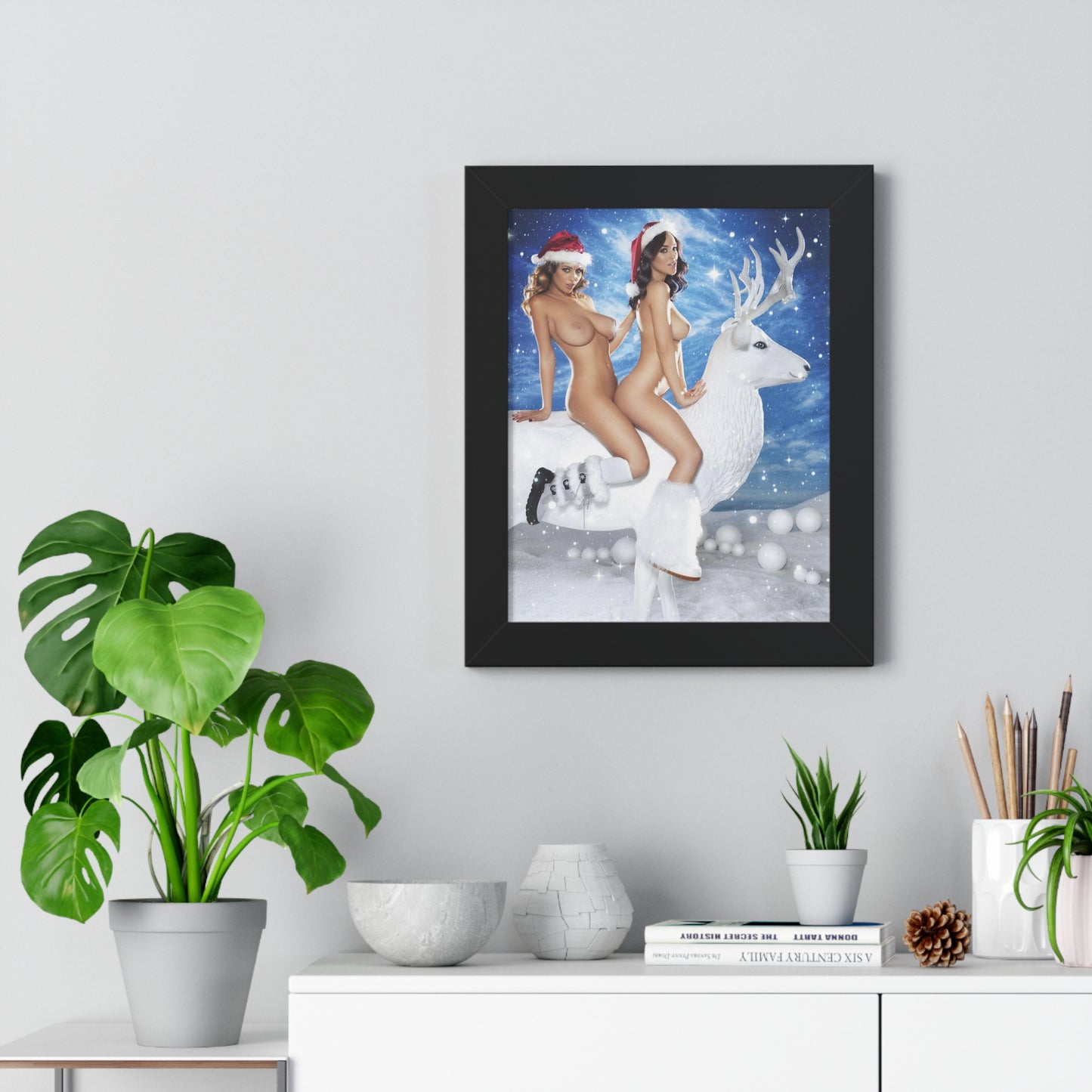 Framed Vertical Poster Sexy Nude Christmas Girls
