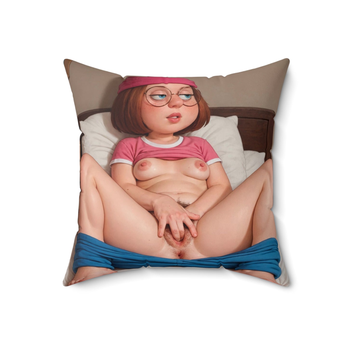 Spun Polyester Square Pillow Meg Griffin Nude