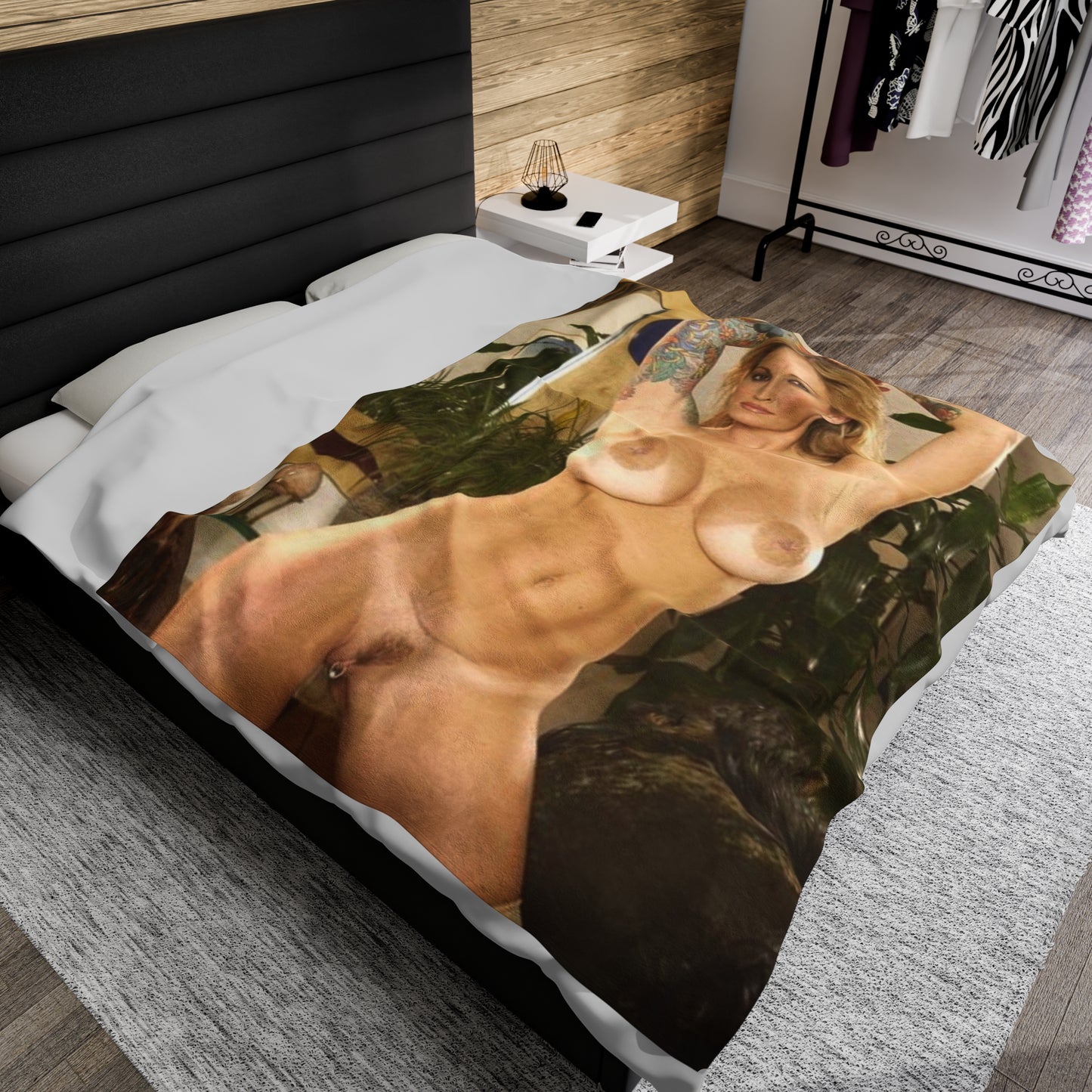 Velveteen Plush Blanket Retro Adult Star Janine Lindenmulder Nude