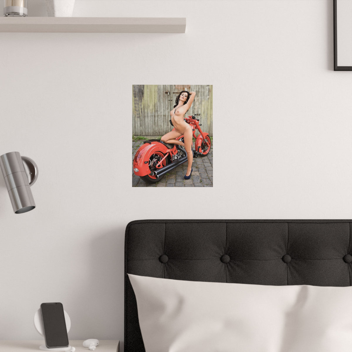 Satin Posters (210gsm) Tess Lyndon Nude on Motorcycle