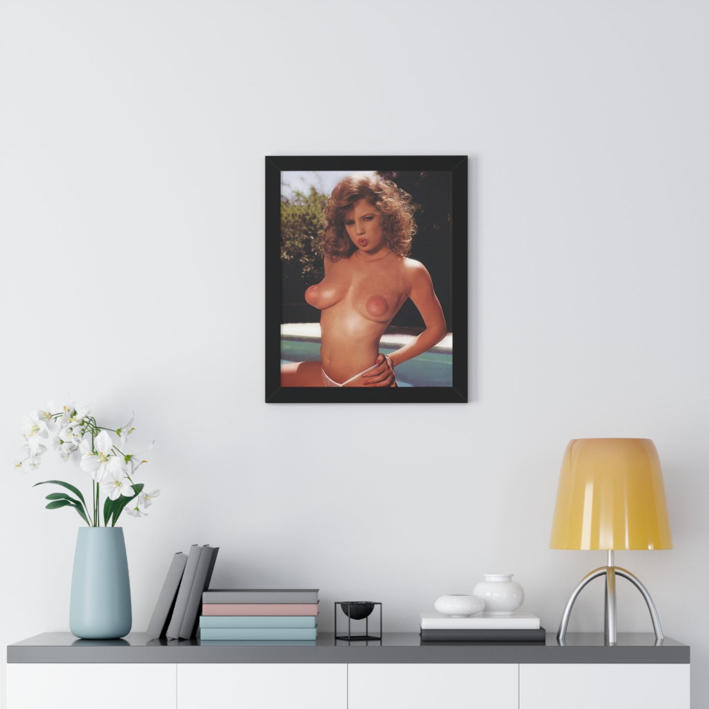 Framed Vertical Poster Retro Porn Star 80s