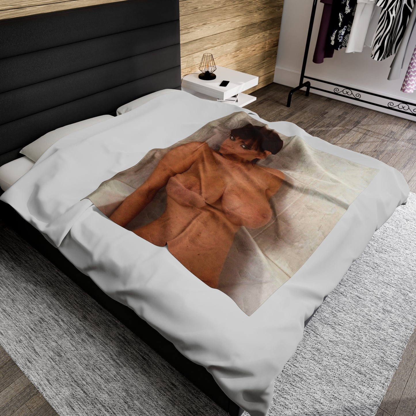 Velveteen Plush Blanket Large Natural Breasts