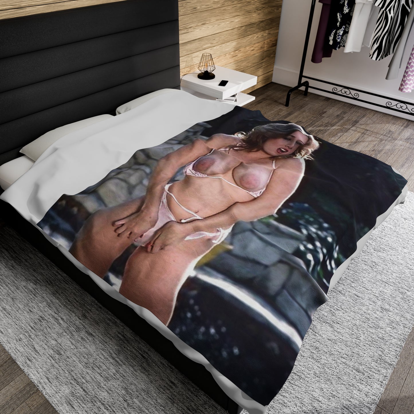 Velveteen Plush Blanket Retro 80s Adult Star Nude