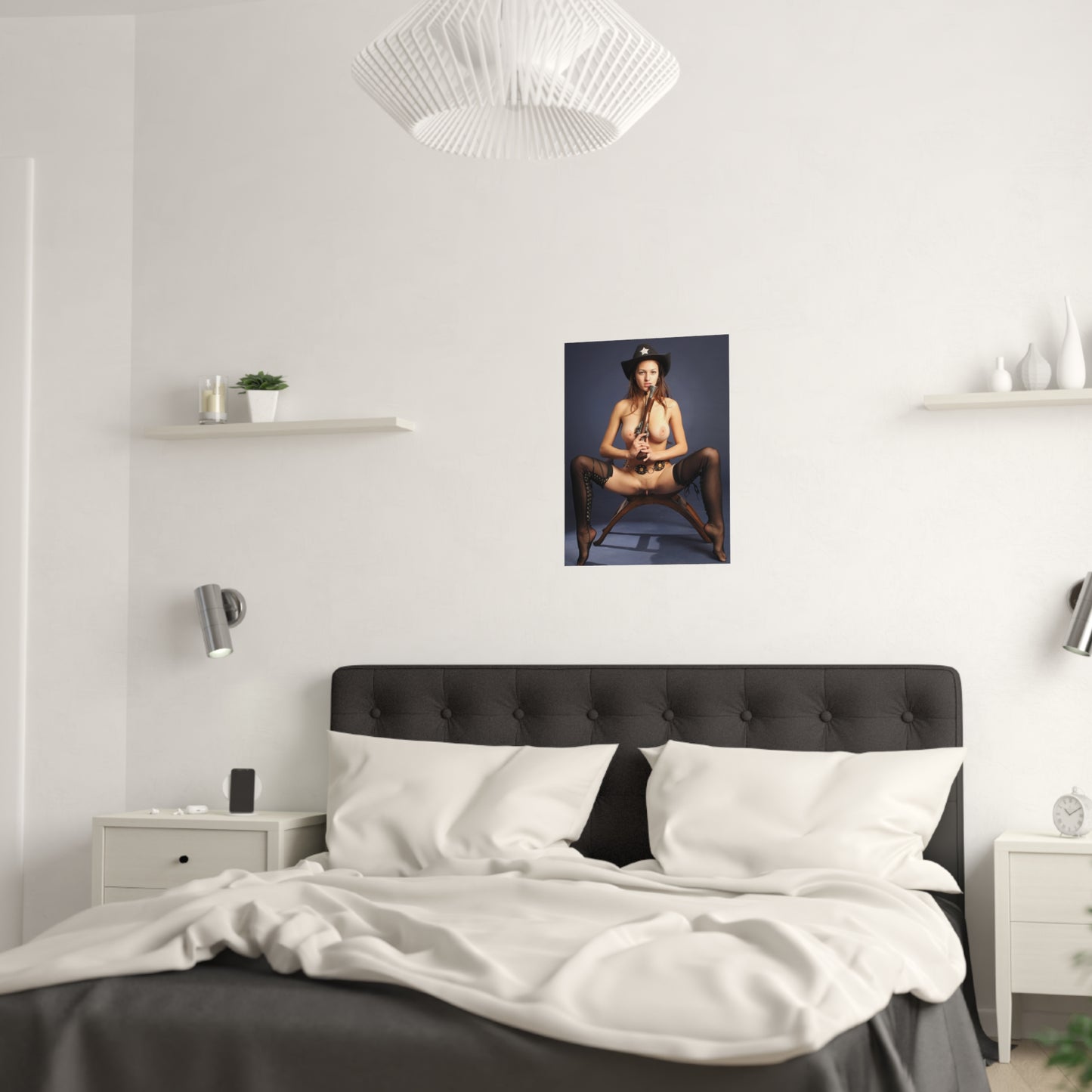 Satin Posters (210gsm) Hot Naked Chick with Gun