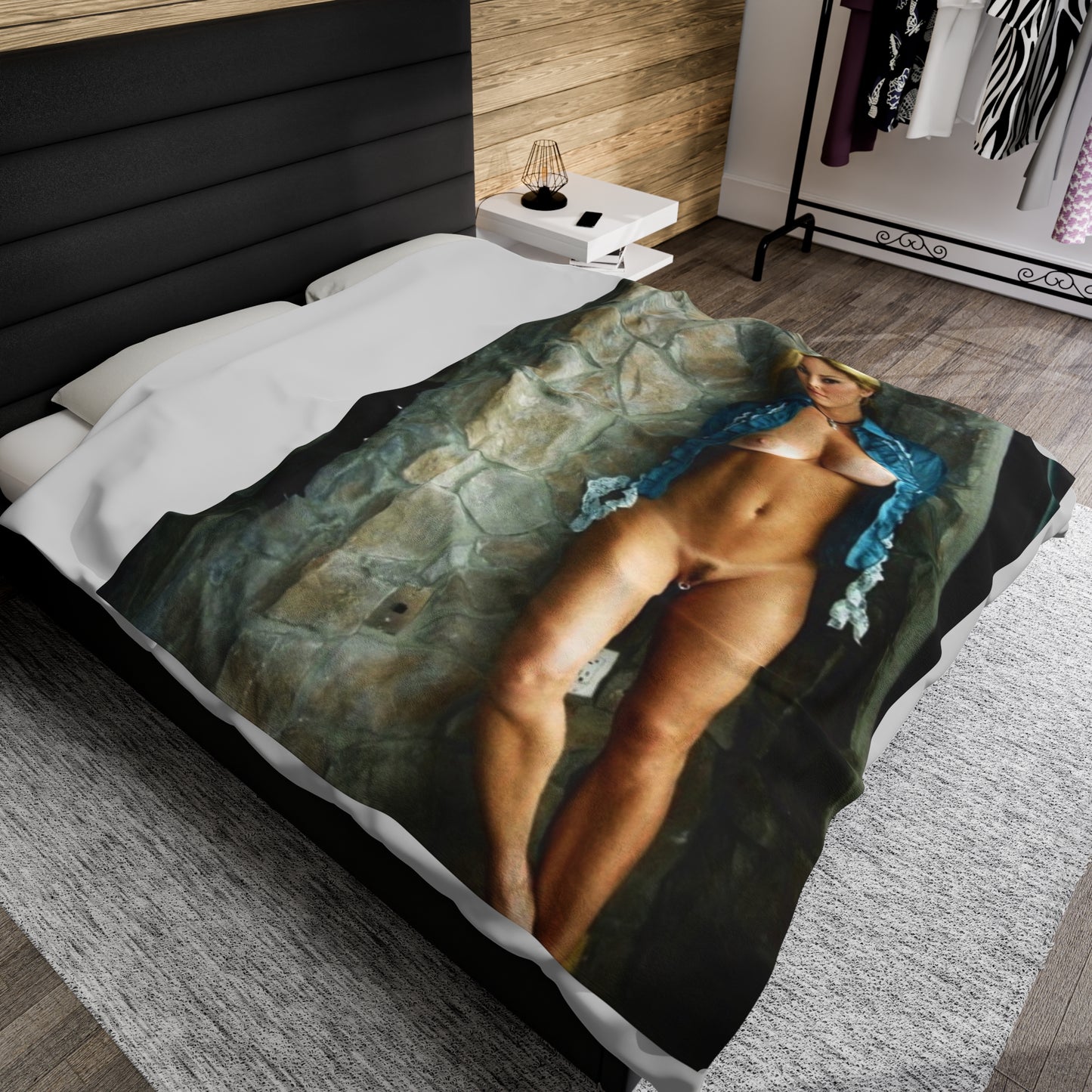Velveteen Plush Blanket Retro Adult Star Janine Lindenmulder Nude