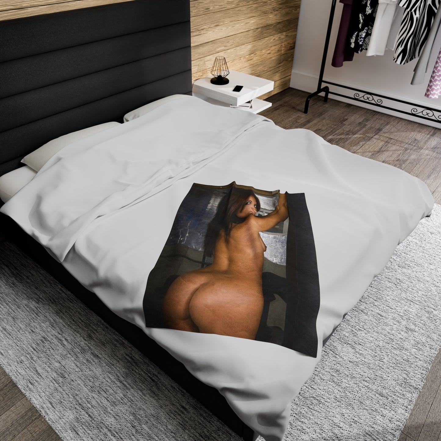 Velveteen Plush Blanket Raven Riley Nude