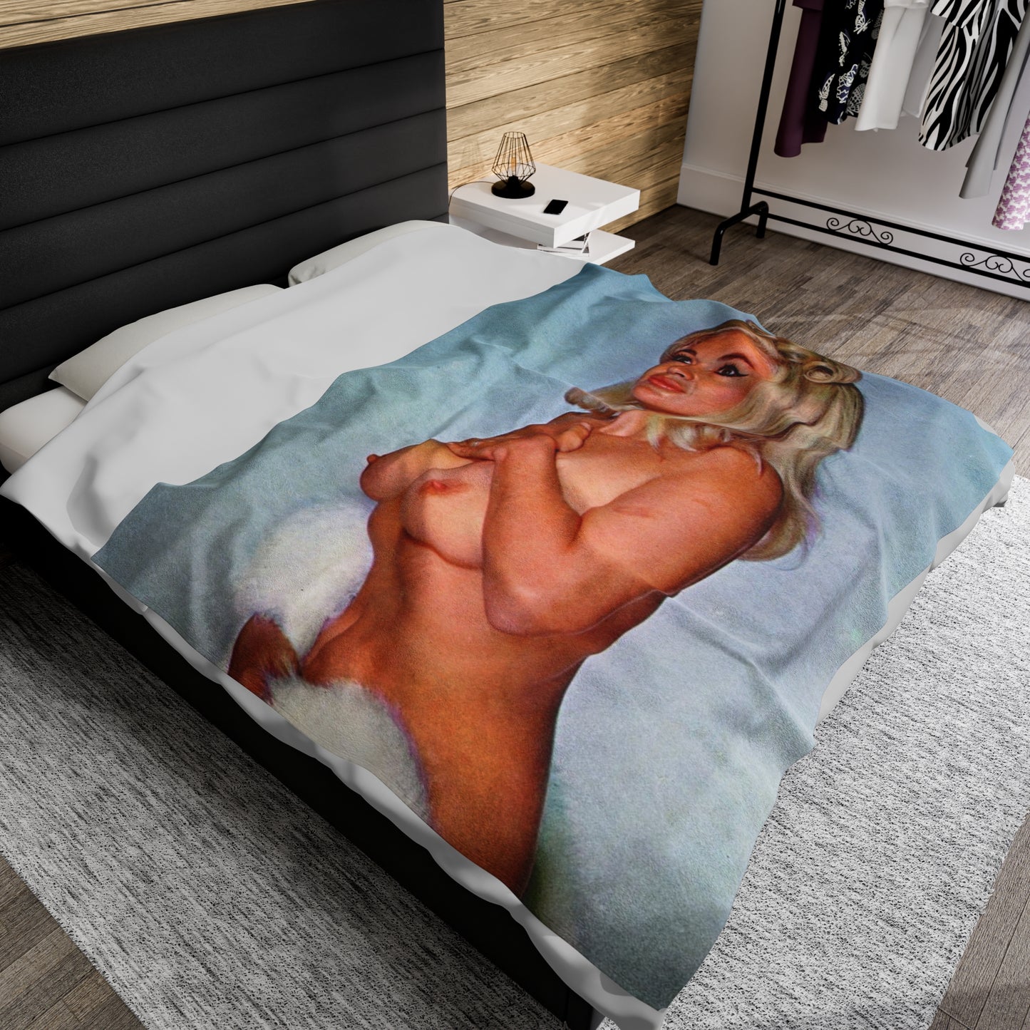 Velveteen Plush Blanket Jayne Mansfield Nude