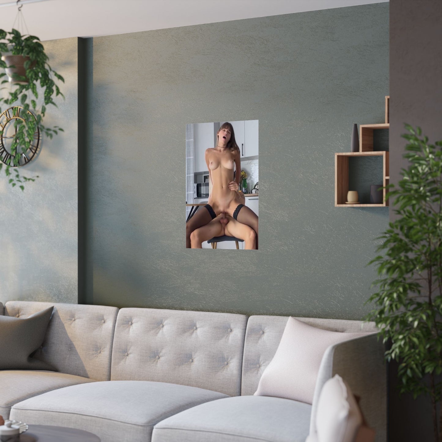 Satin Posters (210gsm) Stunning Leggy Brunette Fucking