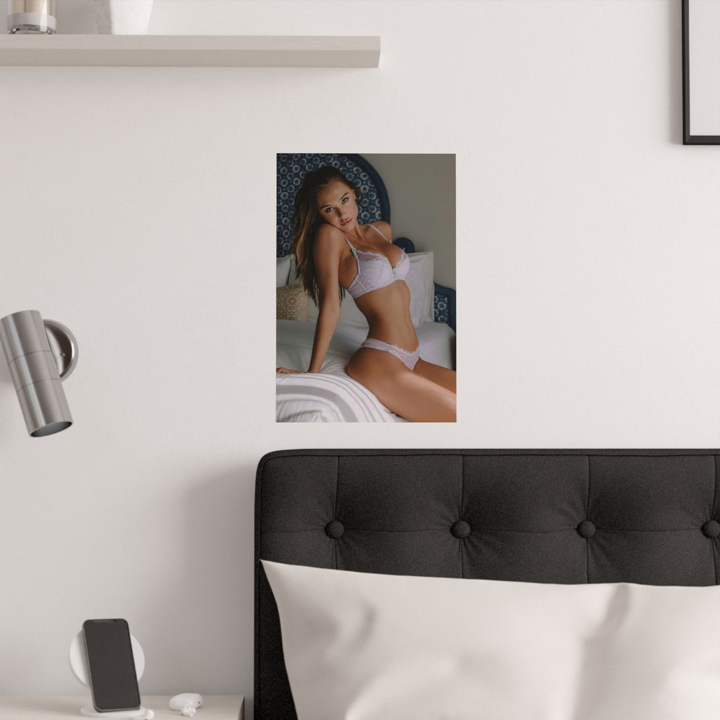 Satin Posters (210gsm) Sexy Lingerie Model in Bed