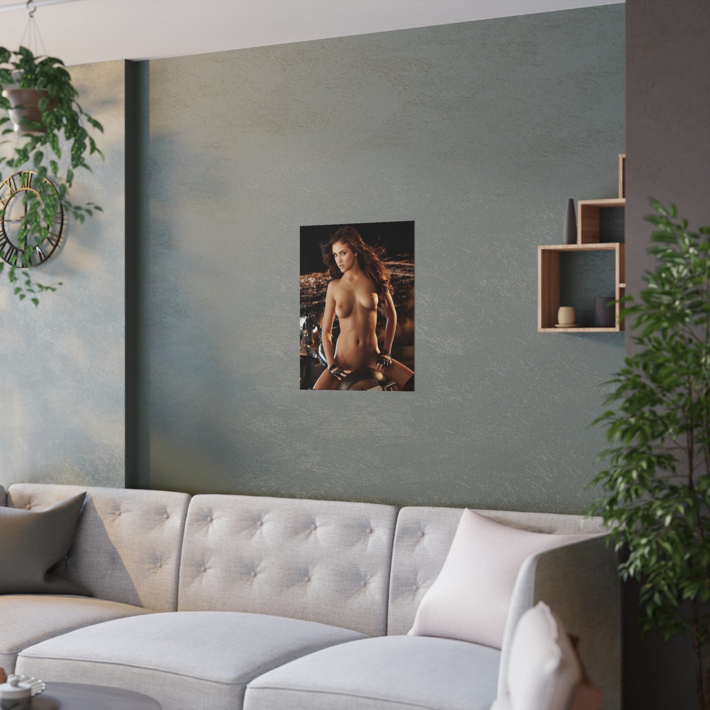 Satin Posters (210gsm) Jaclyn Swedberg Nude on Motorcycle