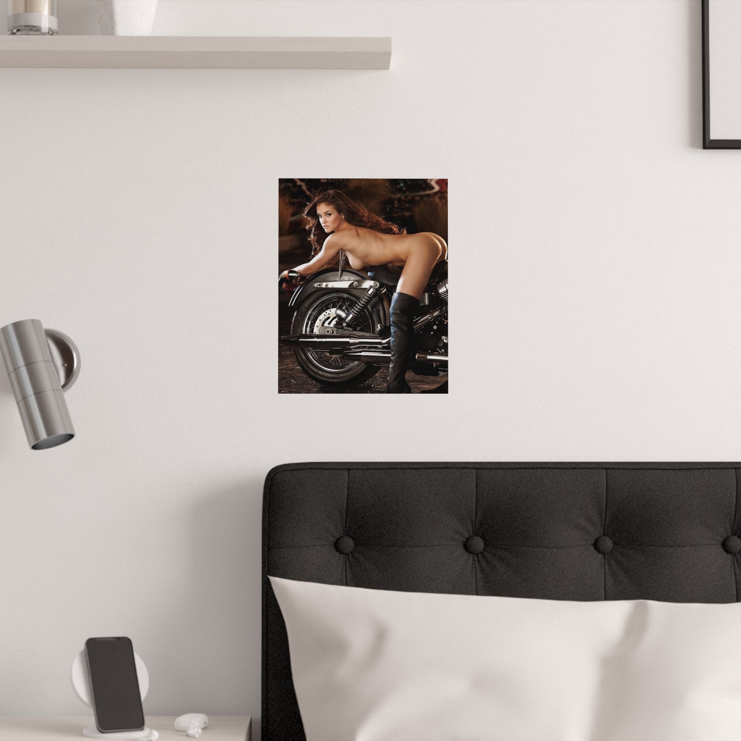 Satin Posters (210gsm) Jaclyn Swedberg Nude on Motorcycle