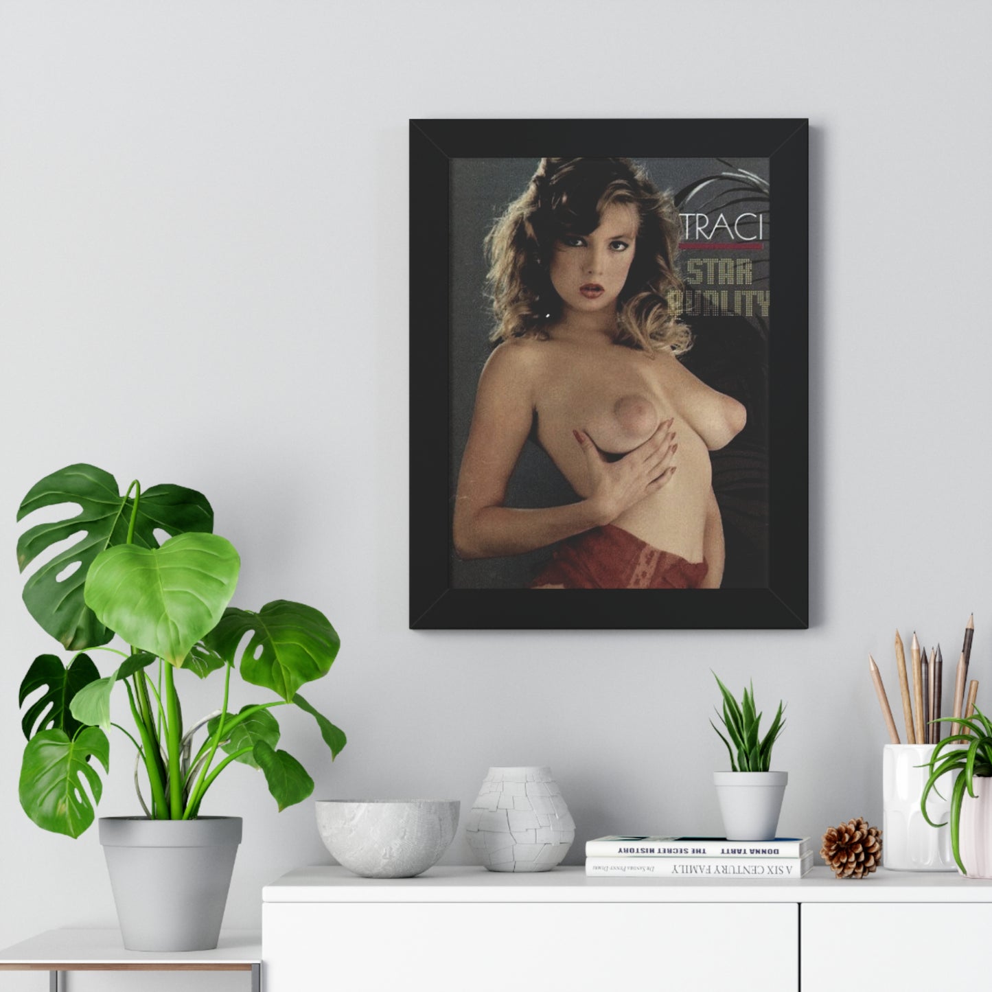 Framed Vertical Poster Retro Porn Star 80s