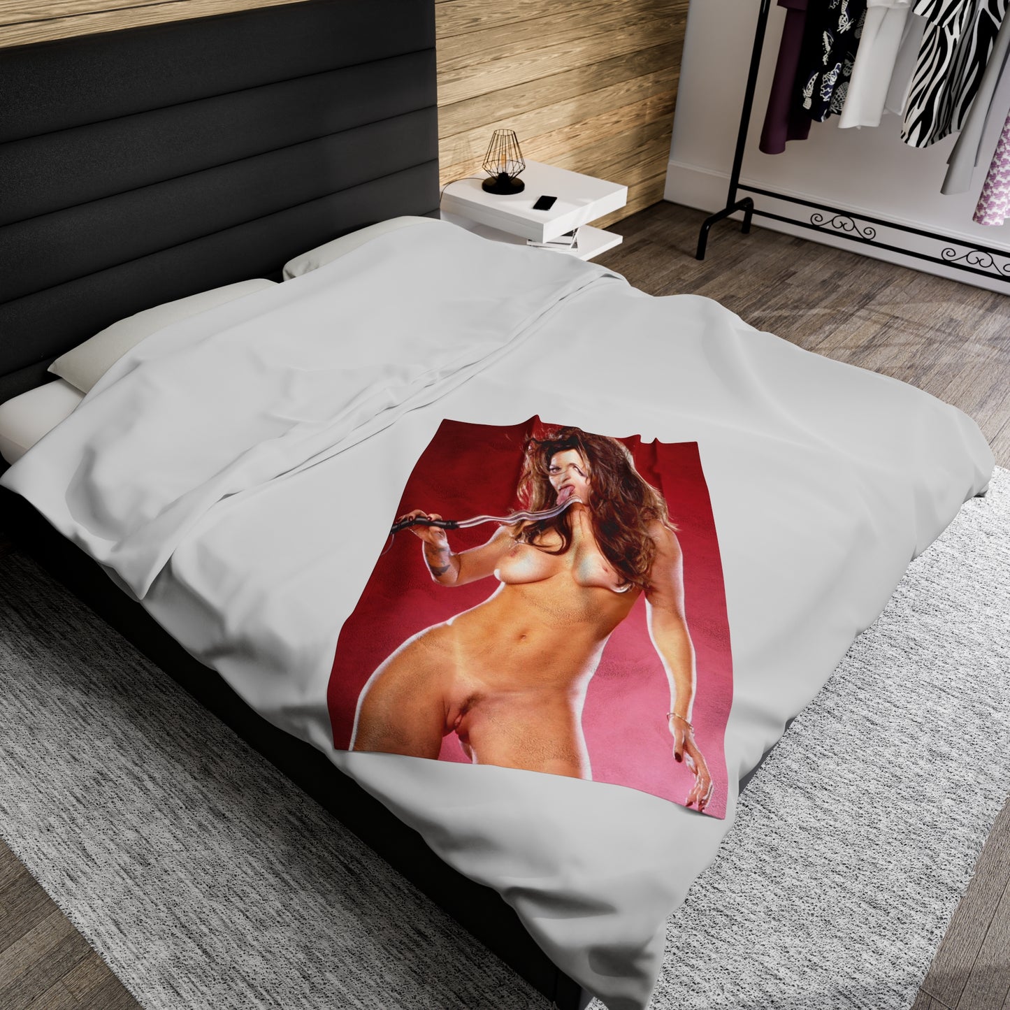Velveteen Plush Blanket Retro Adult Star Janine Lindenmulder Nude