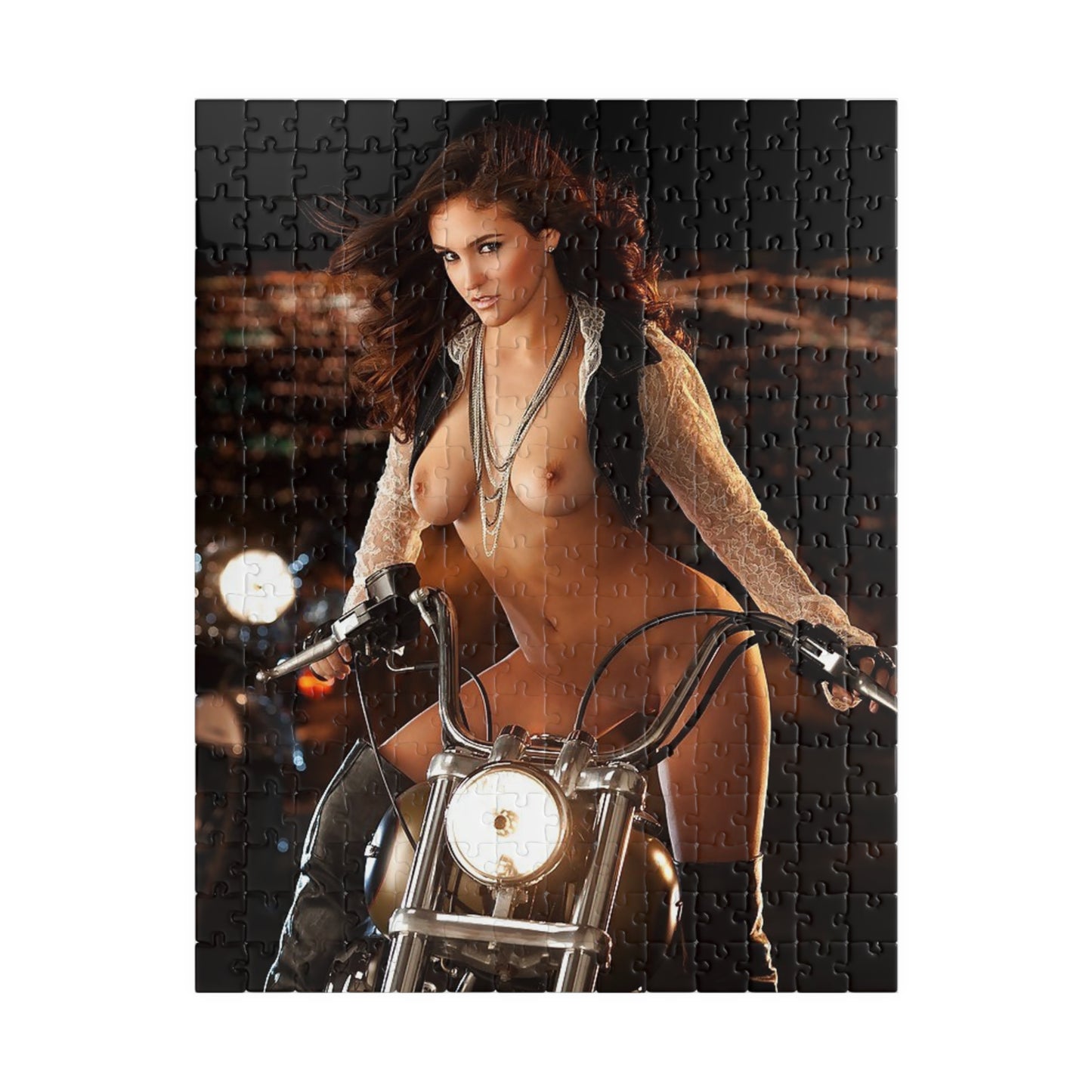 Puzzle (110, 252, 500, 1014-piece) Jaclyn Swedberg Nude on Motorcycle