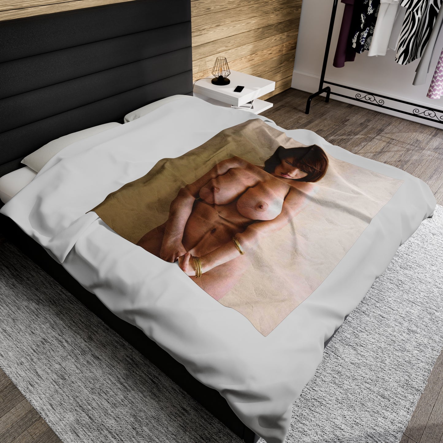 Velveteen Plush Blanket Large Natural Breasts