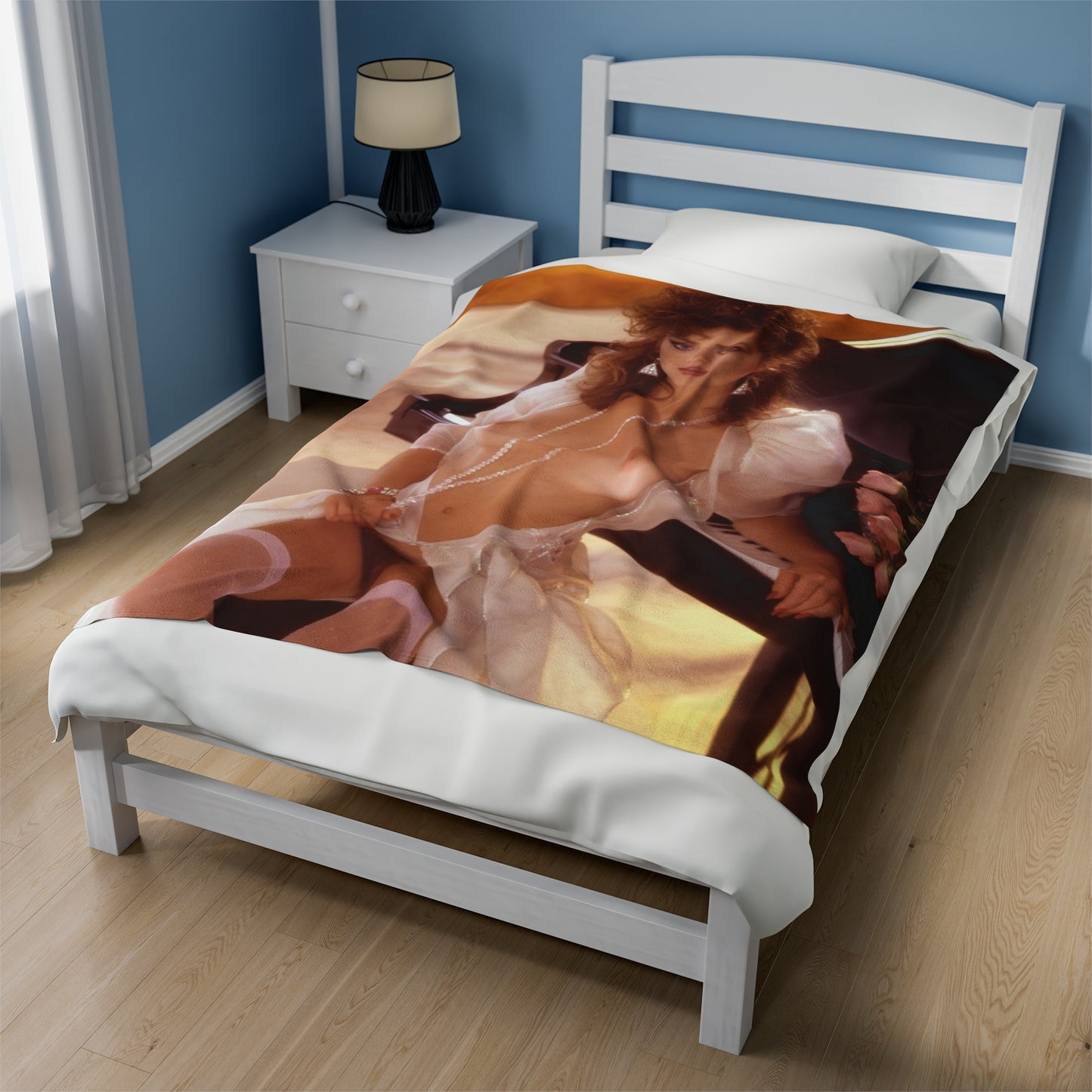 Velveteen Plush Blanket Playboy Playmate January 1986 Sherry Arnett