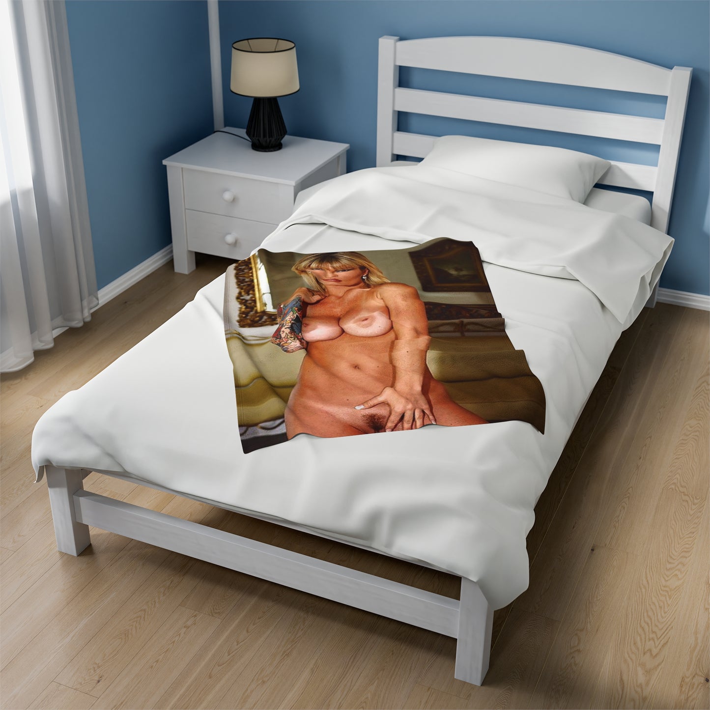 Velveteen Plush Blanket Retro Adult Star Janine Lindenmulder Nude
