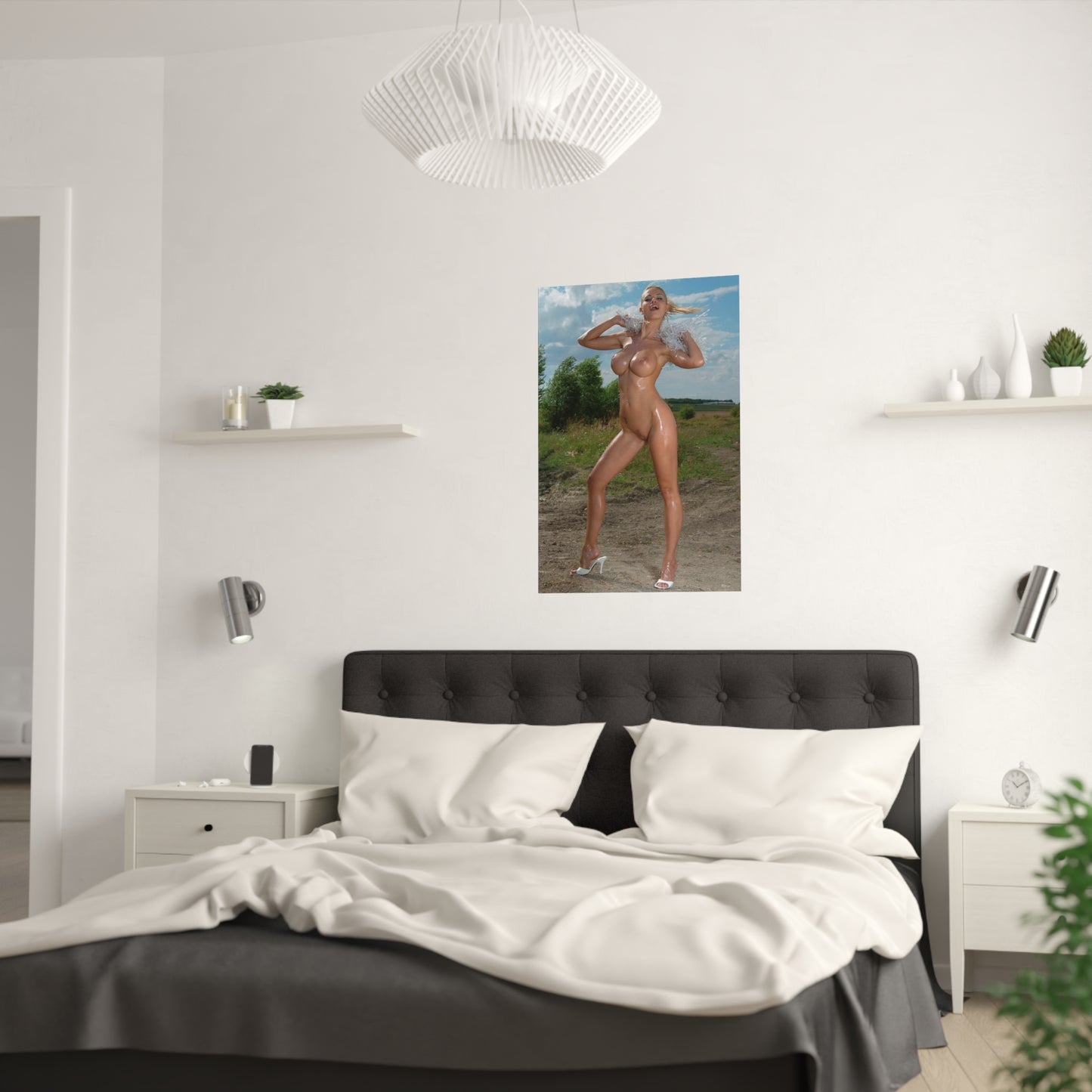 Satin Posters (210gsm) Naked Blonde Outside