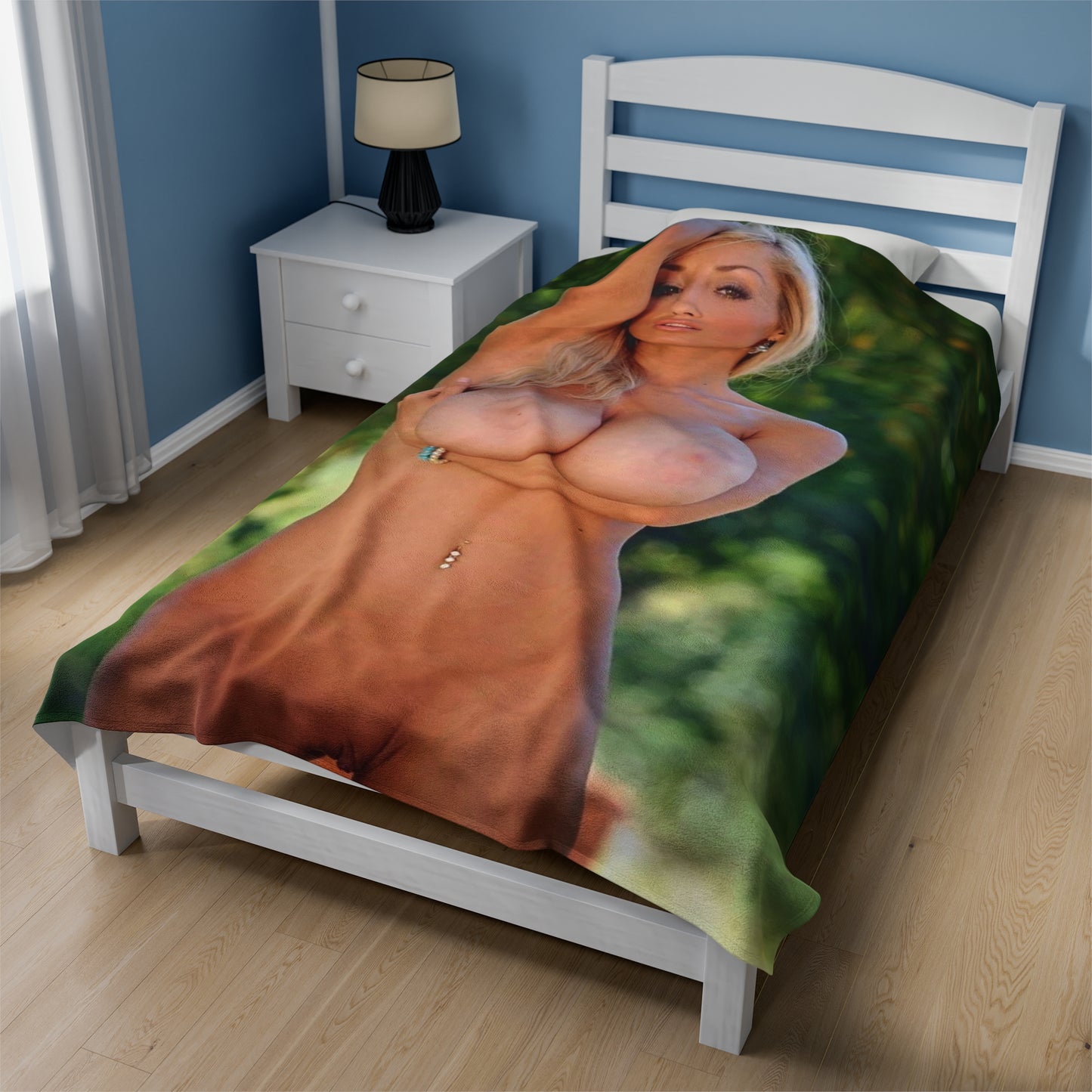 Velveteen Plush Blanket Sexy Nude Blonde