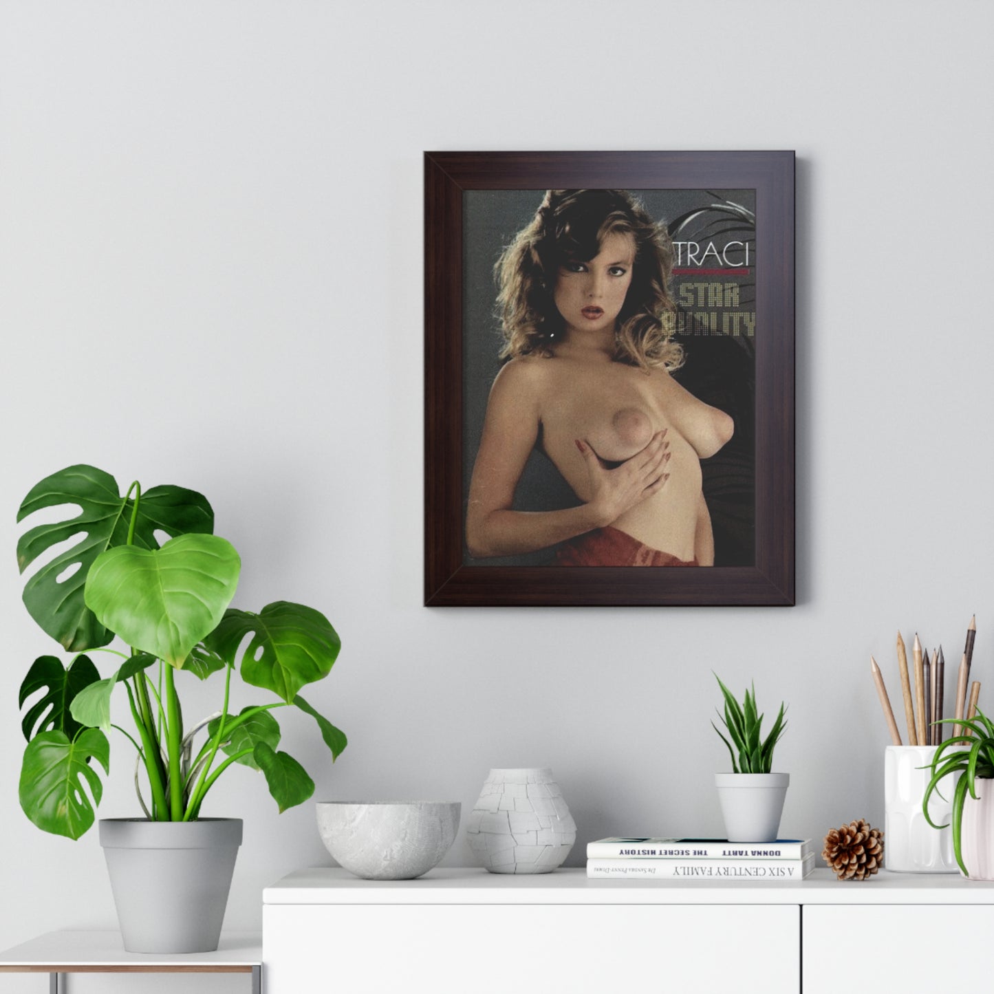 Framed Vertical Poster Retro Porn Star 80s