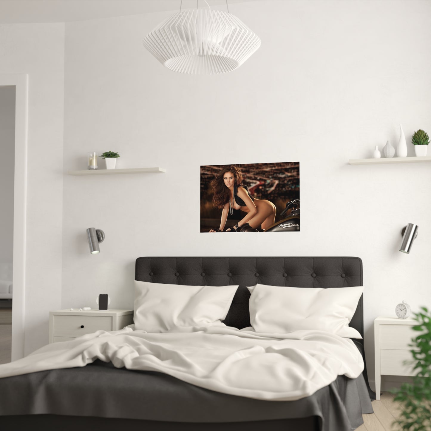Satin Posters (210gsm) Jaclyn Swedberg Nude on Motorcycle