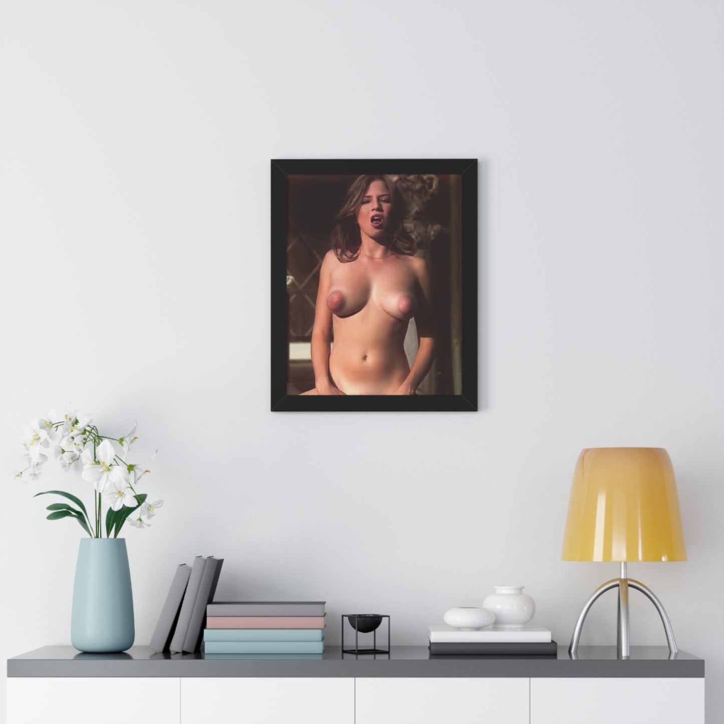 Framed Vertical Poster Retro Porn Star 80s